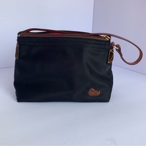 Dooney and Bourke Black Nylon Mini Purse with Brown Accents
